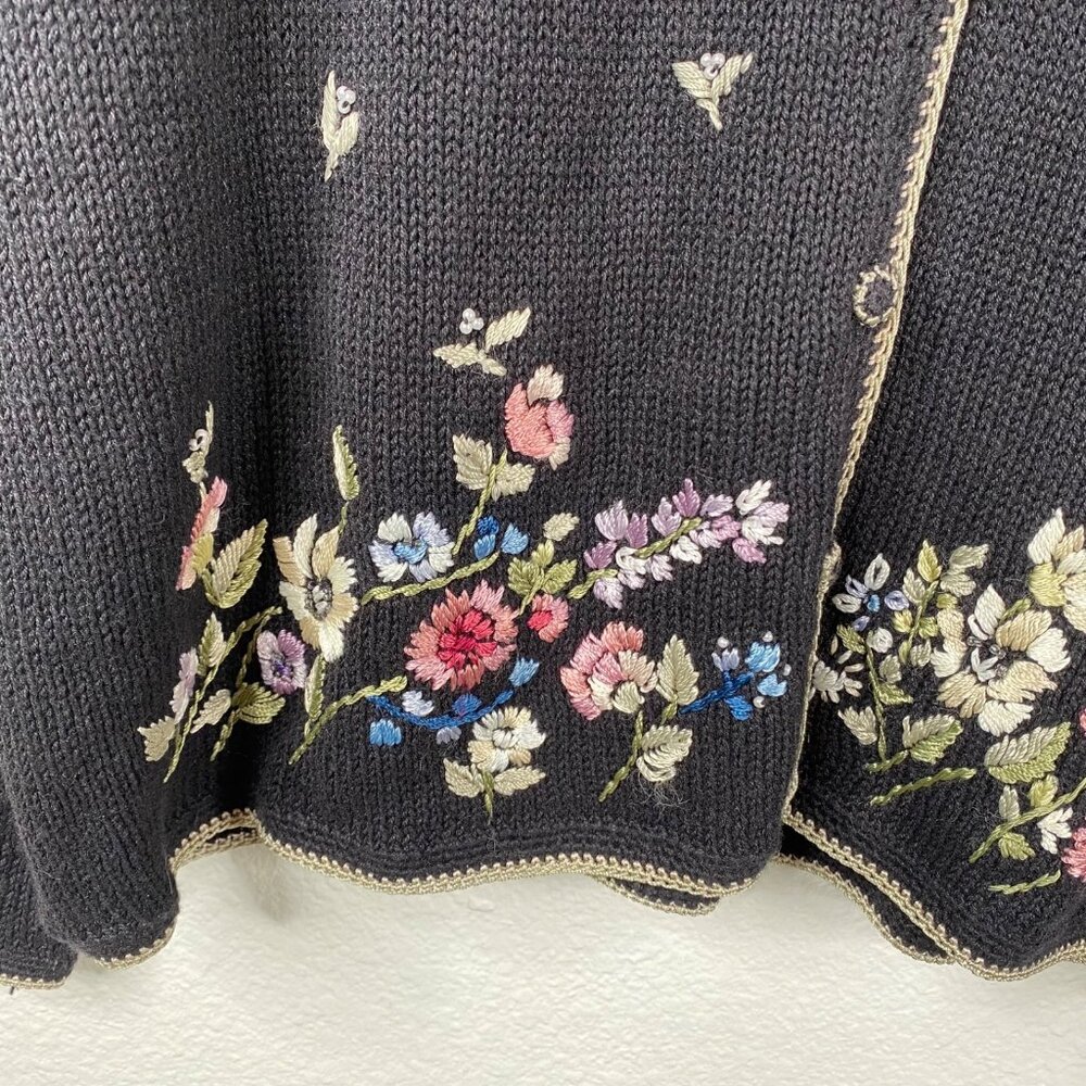 Tiara Vintage Y2K Floral Button Up Cardigan Sweater Embroidered Women Size M - Picture 6 of 13